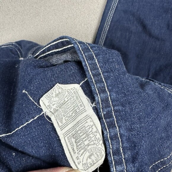 VTG Lee Jelt Denim Sanforized Bib Overalls 32x29 Baggy Union Made USA Distressed - Picture 5 of 11